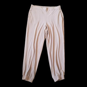 NWT Women's Large Nicole Miller Stretch Nylon Joggers with Pockets Tan Color
